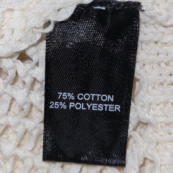 Tahari Open-Front Open-Knit Cardigan Relaxed Fit Size M Cream Coastal Minimalist - Picture 8 of 11